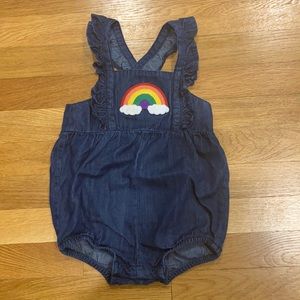 Hanna Andersson rainbow denim romper 80